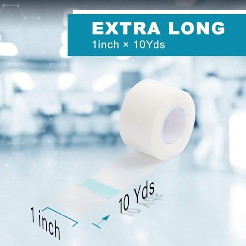 Image of Transparent Medical Tape 2 Rolls | Clear Hypoallergenic Surgical PE Adhesive Tape for Wounds & Bandages, Latex Free First Aid Tape for Sensitive Skin