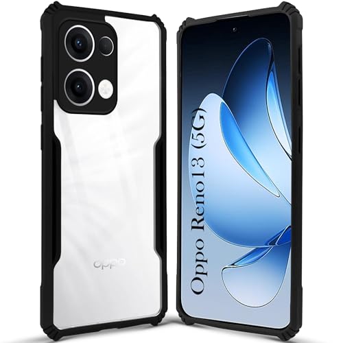 Image of Jkobi Back Case Cover for Oppo Reno13 5G | Oppo Reno 13 5G (Shockproof with Polycarbonate Clear Panel | Professional Black)