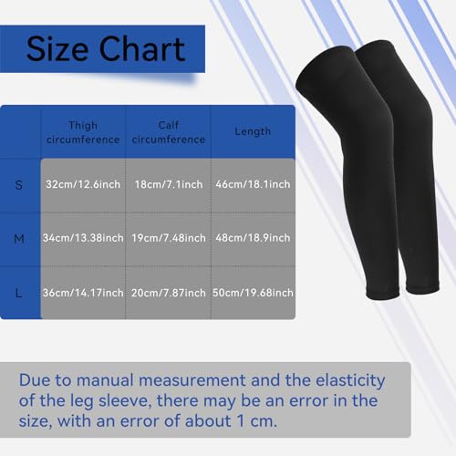 2 Pairs Leg Sleeves,Long Leg Compression Sleeve,Non-Slip Compression UV Leg Sleeves,Sports Long Knee Sleeve for Boys Girls Youth Basketball Running Sports Cycling4