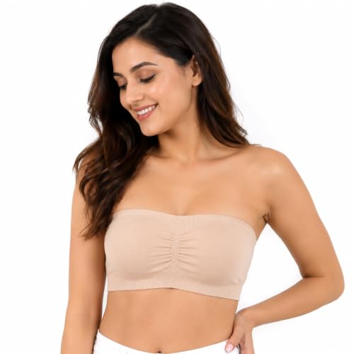 Image of Women's Maternity Nursing Bra, Front Open with Button Closure, Wirefree Padded, Seamless Inner, with Tube Bra,Pack of 1 (Free Size 30,32,34)