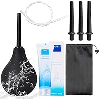 Analdusche für Frau und Mann,Klistiere zur Darmreinigung, Intimdusche,Darmreinigung Analspülung Set mit 37cm Silikonkatheter, 3 Spülaufsätze, 1 Aufbewahrungsbeutel,25g Wasserlösliches Gleitgel (224ML)