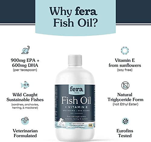Fera Pets Probiotics And Fish Oil Bundle For Dog And Cat – All Natural Probiotics Powder With 5 Billion Cfus Per Scoop – Omega 3 With Dha, Epa, Vitamin E For Brain Function & Immune Health (8Oz.) #TOP3