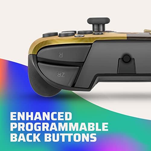 PDP Gaming Faceoff Deluxe+ Wired Switch Pro Controller - Zelda Breath of the Wild - Link - Gold / Black - Official Licensed Nintendo - Customizable buttons and paddles - Ergonomic Controllers