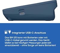 Beurer BM 25 Oberarm Blutdruckmessgerät, einfache Ein-Knopf-Bedienung, genaue Messung, Arrhythmie-Erkennung, mit USB-C-Anschluss, Manschette, Datenübertragung zu Apple Health und co., Blau – Ansicht 3