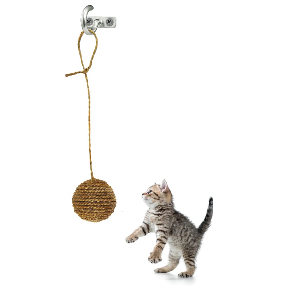 MATS AVENUE DOOR MATS AT YOUR DOOR STEP Hand Made Jute Crafted Interactive Scratcher/Play Ball With String For Attaching For Cat And Kittens Brown Color (B09X4NGS6K) Amazon Price History, Amazon Price Tracker