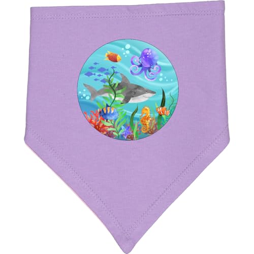 inktastic Ocean Scene with Shark, Octopus, Fish, Coral Baby Bandana Bib