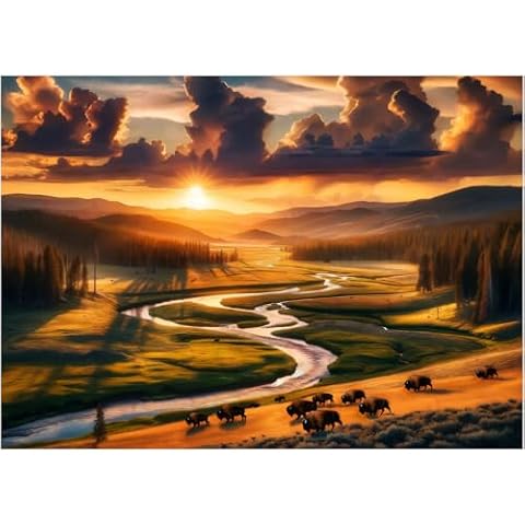 Jigsaw Puzzles for Adults Nature, Sunset Scenery Puzzle 1000 Pieces, Birthday Gift for Women Men Cover