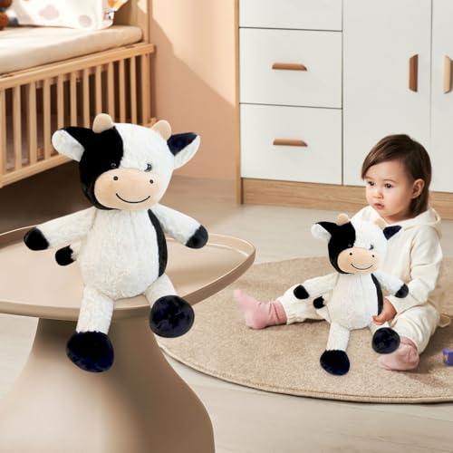 Hojalis Kuscheltier Kuh, 22CM Niedliches Plüschkuh-Spielzeug, Kuhs-Plüschtier Plüschkissen, Sitzend Kuhs, Schwarz Weiß Plüschtier,Weiches Stofftier Geschenke für Baby Kinder (Kuscheltier Kuh-B)