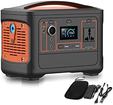 ICOCO Portable Power Station 540Wh Solar Generator 230 V/600 W Mobile Power Supply with LCD Display for Travel, Car Travel, Outdoor Activities such as Camping, Barbecue, Party (Orange)