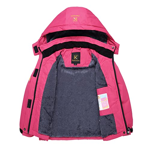 Keevoom Kids Snow Jacket,Roes Red Girls Fleece Heating Warm Winter Coats Waterproof Heavyweight Hood Snowboarding Jacket 6-7 thumb #2