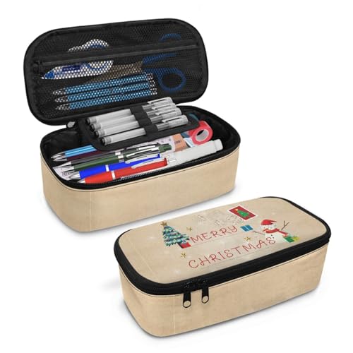 Image of Christmas Snowman Kids Pencil Pouch Large Capacity,Pencil Case for Boys Girls Personalized Pencil Box for Preschool Elementary Children Pencil Container for School Supplies