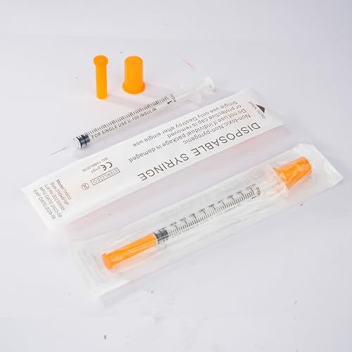 Disposable Syringes with Needle, U-100 31G 1ml 5/16 Inch (8mm) Syringes - 100 ct Box, Size: 1cc Syringe 31G 5/16inch Needles
