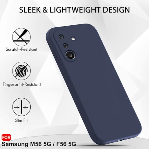 Image of TheGiftKart Liquid Silicone Back Cover Case for Samsung Galaxy M56 5G / F56 5G | Soft Micro-Fibre Lining Inside | Camera & Screen Protection | Shockproof Back Cover Case (Silicone, Blue)
