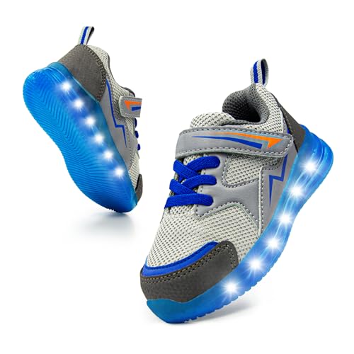 SKYWHEEL Light Up Sneakers for Toddlers Easy-On with Hook & Loop Lightweight Breathable and Soft