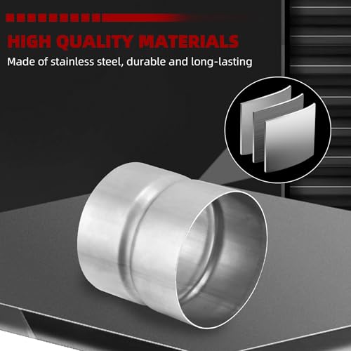 Image of A-KARCK Exhaust Adapter Connector 4 inch ID to 4 inch ID, Exhaust Pipe Reducer 4 inch Overall Length 304 Stainless Steel