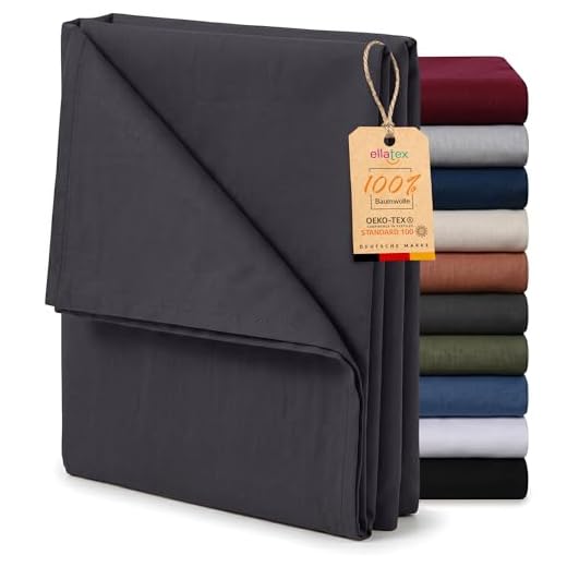 EllaTex Renforce Bettlaken Haustuch aus 100% Baumwolle ohne Gummizug, Farbe: Anthrazit-Grau, Größe: 150 x 250 cm