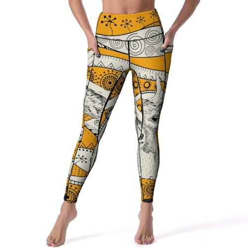 Legging yoga taille haute femmes maintien fitness gym cerf africain