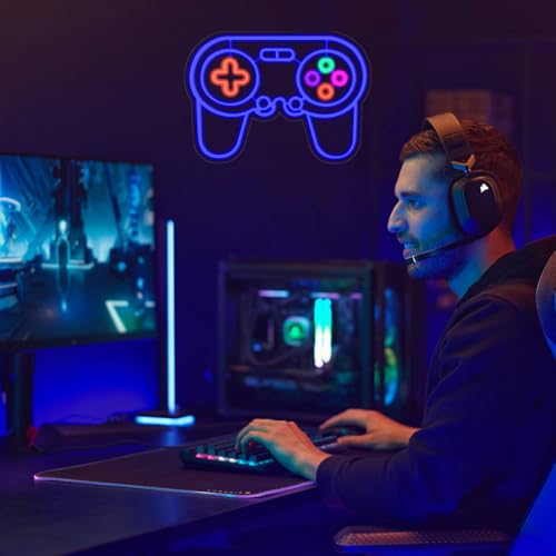 Image of Gaming Neon Sign Acrylic Led Game Neon Light Sign for Gamer Dimmable Bedroom Decor, USB Powered, 16.5x11.8 Inch