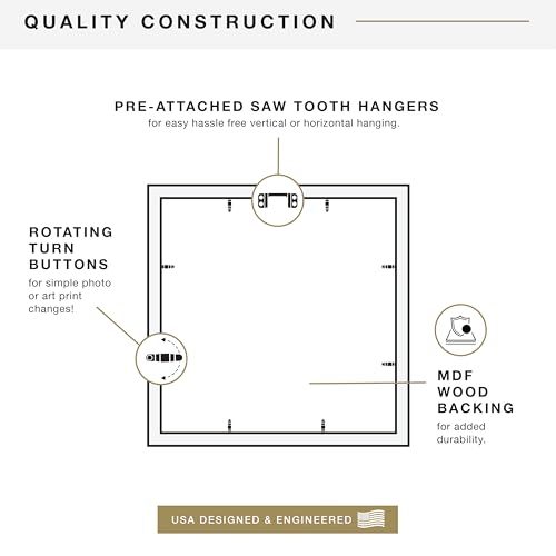MCS Studio Gallery 16x16 Matted Photo Frame with 8x8 Picture Display, Natural Woodgrain Vertical & Horizontal Wall Hanging Large Picture Frame for Photos & Art Prints (1-Pack)