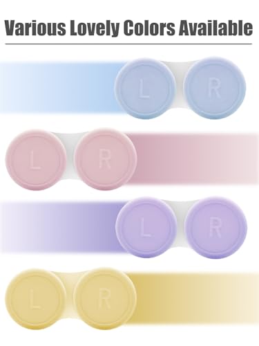 Vastsoon 4 Pack Contact Lens Case, Contact Solution Soaking Case Replacement Kit for Travel, Daily Use (Pink)