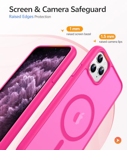 Image of FNTCASE for iPhone 11 Pro Case: [Compatible with Magsafe] Translucent Matte Magnetic Phone Cover - Military Grade Drop Protection Shockproof Protective for iPhone 11Pro 2019 Cases - Hot Pink