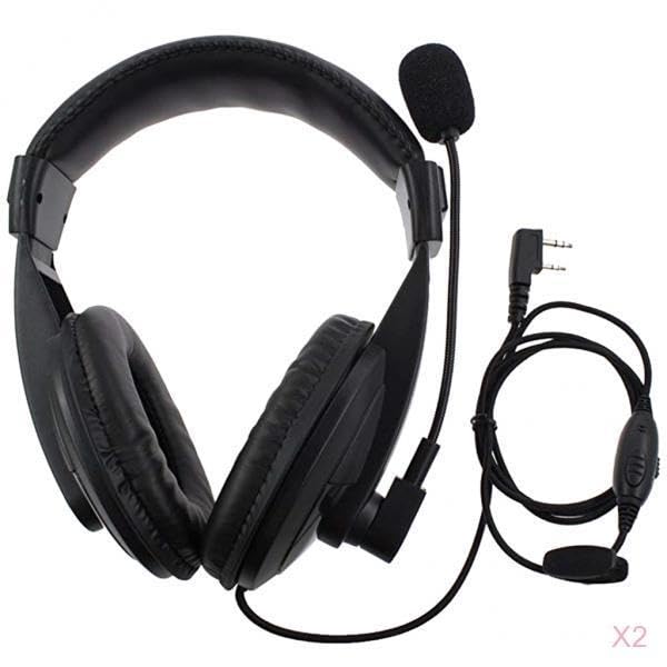 ZOOMELLA 2X Professional Noise Cancelling Overhead Headphones for 2Pin Baofeng Black