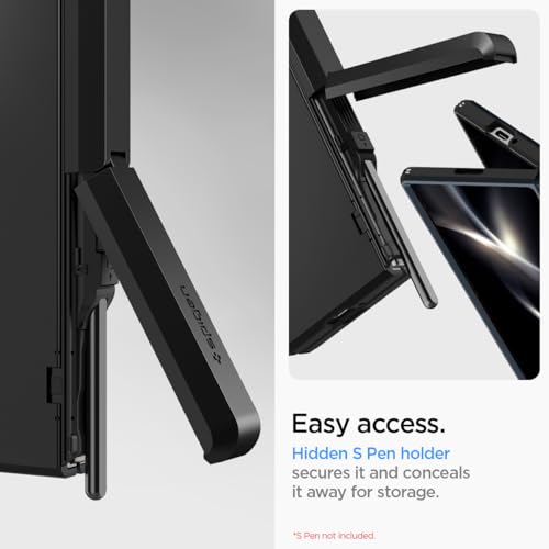Image of Spigen Tough Armor Pro P | Samsung Galaxy Z Fold6 Case [Hinge Protection] [Kickstand] [S Pen Holder] Galaxy Z Fold 6 Back Cover | PC - Black
