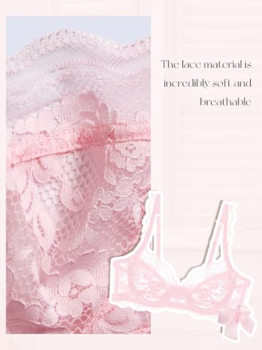 Image of Lace Bra Bralette Push Up Unlined Demi Bras Sheer Mesh Balconette with Underwire