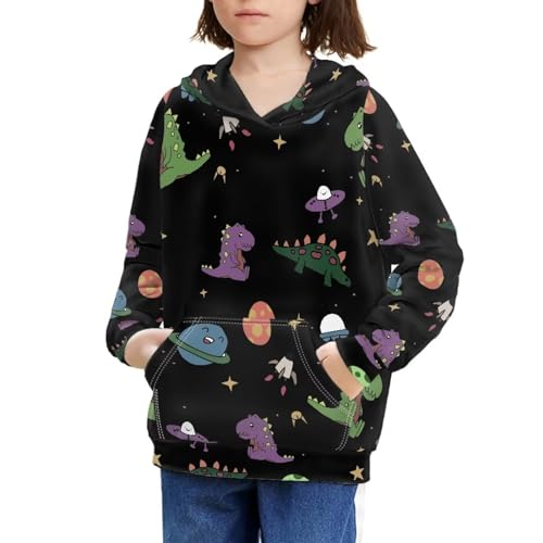 Cartoon Dinosaur Space Girls Boys Sports Casual Long Sleeve Sweatshirts Hoodies with Front Pocket Sweater Tops Age 6-16year4
