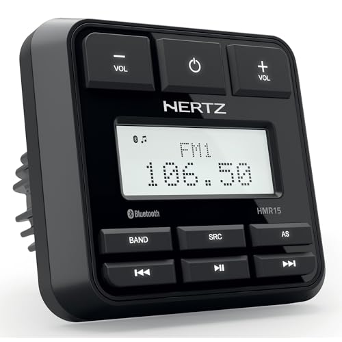 Hertz HMR 15 – Digitaler Marine Media Receiver mit Bluetooth 5.0, IP65-Front, USB-Port, Für Boot- und Outdoor-Audio