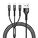 Produktbild RAVIAD Multi USB Kabel, 3 in 1 USB Ladekabel Nylon Multi Ladekabel 3 in 1 Schnellladekabel mit Micro USB Typ C Lightning Kabel für iPhone, Android Samsung Galaxy, Huawei, Sony, Honor - 1.2M