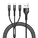 Raviad Multi USB Ladekabel 1,2m 3-in-1 Nylon für verschiedene Geräte