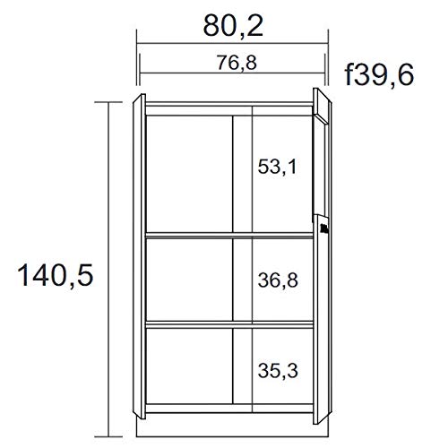 Miroytengo-Vitrina-Baja-Aparador-Argos-2-Color-Blanco-y-Naturale-2-Puertas-con-Cristal-Salon-Comedor-80x141x40-cm