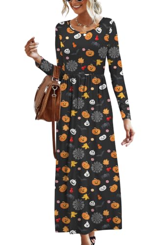 Image of AUSELILY Women's Classic Long Sleeve Dress Loose Plain Long Casual Maxi Dresses with Pockets 2026
