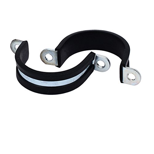 Aexit M42 EPDM Clamps Rubber Lined U Shaped Pipe Tube Strap Clamps Clips Strap Clamps Fasteners 2pcs