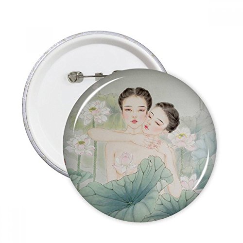 Badge bouton rond Lotus aquarelle aux nuances multicolores éclatantes, décoration de vêtement S