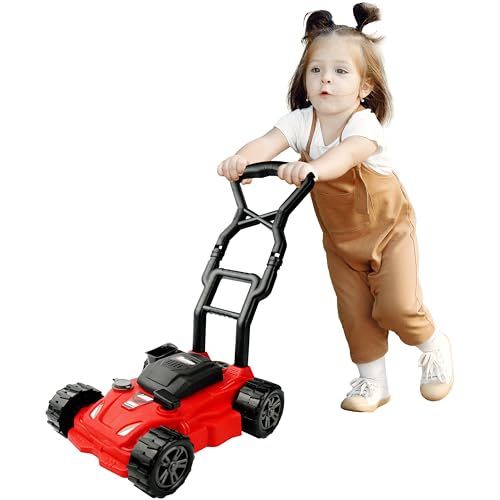Kids Lawn Mower -Toy Choi's Pretend Play Toy for Kids, Outdoor Push Lawn Toy, Preschool Gardening Push Toddler Lawn Mower Kids Toy Tool Set, Developmental Push Toy For Kids 3,4,5,6,7,8 Year Boys Girls