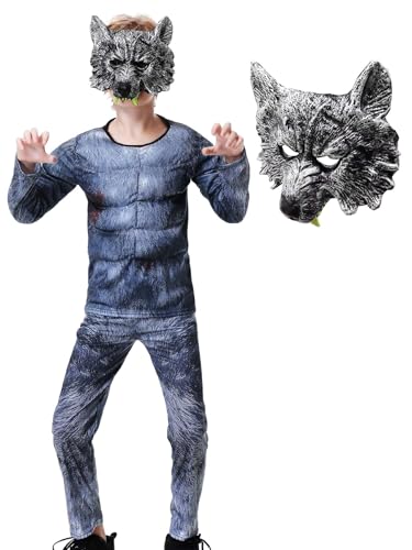 Hislovy Disfraz de Lobo Wolf Costume Niña Niño para Fiestas Carnaval y Halloween