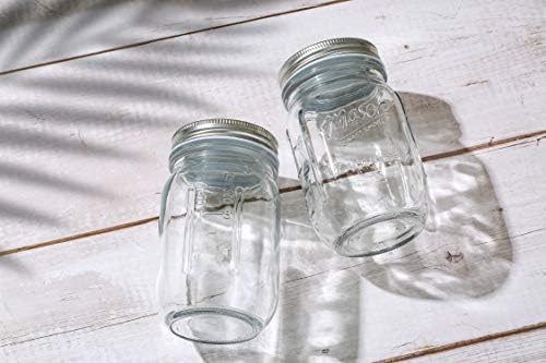 MEETOZ Glass Regular Mouth Mason Jars, 17 oz Clear Glass Jars with Silver Metal Lids for Sealing, Canning Jars for Food Storage(4PACK) (Style B)