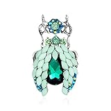  Broche coccinelle en cristal bleu et argenté, cuivre argenté/oxyde de zirconium/cristal créé en laboratoire, oxyde de zirconium créé en laboratoire, Cuivre argenté / oxyde de zirconium / cristal créé