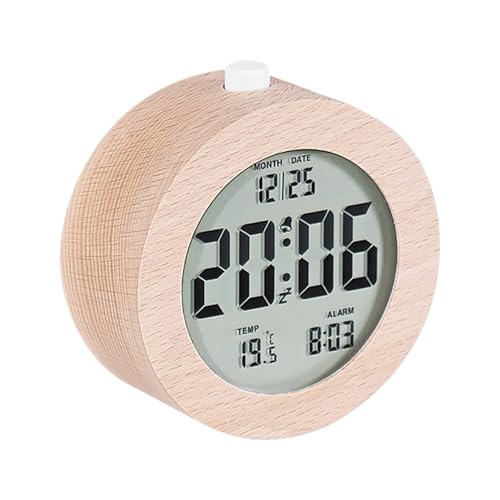 Genérico Electronic Alarm Clocks   Digital Living Room Desk Clock | 10.5x6.3x9cm Table Clock with LCD Screen, Wooden Student Clocks, Room Timepiece, Bedroom Alarm for Dorms and Living Area