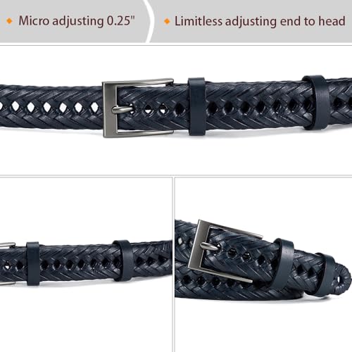 Image of DOOPAI Men's Braided Leather Dress Belt, Adjustable