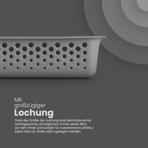2 Stück Aufbewahrungskorb 0,7L mit Griffen - BPA-Frei - Organizer (20 x 10 x 5 cm/Anthrazit) - Körbchen für Bad Küche Schlafzimmer, Haushaltskorb