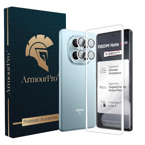 Image of ArmourPro UV Tempered Glass for Redmi Note 15 5G with Silver Camera Ring Guard Combo, Crystal Clear Screen Protector, Case Friendly, Anti-Scratch, Bubble-Free Installation Kit