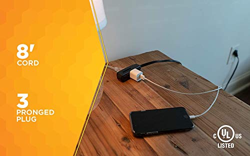 Woods 2243 16/3 Flat Indoor Extension Cord, 8-Foot, 3 Grounded Outlets, Right Angled Plug, Space Saving Design, Ul Listed, Black #TOP2