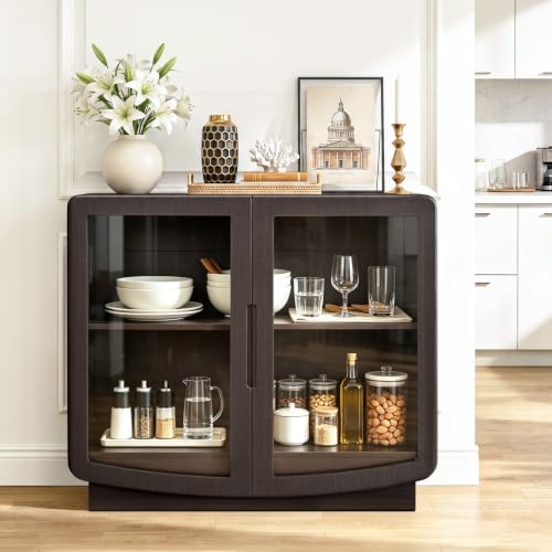 NicBex 35in Buffet Cabinet with Glass Doors