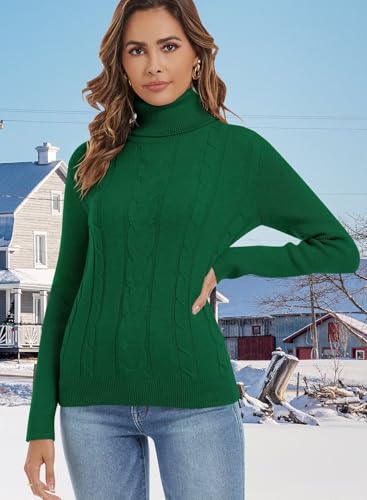 Image of ANFTFH Womens Turtleneck Sweater 2025 Ribbed Knit Top Pullover Sweaters