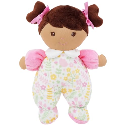 Lullaberry My First Doll Zuri - Muñeca de peluche suave con sonajero, 23 cm, traje floral rosa