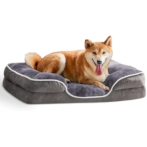 Orthopedic Dog Bed for Medium Dogs, Waterproof Memory Foam Pet Beds with Sides, Washable Removable Cover, Non-Slip Base, Egg Crate Foam Couch for Improved Sleep, 28" L x 23" W x 6.5" Th Cover