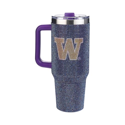 Image of The Memory Company Officially Licensed 40oz TC Bling Game Day Tumbler with Vintage Logo, University of Washington